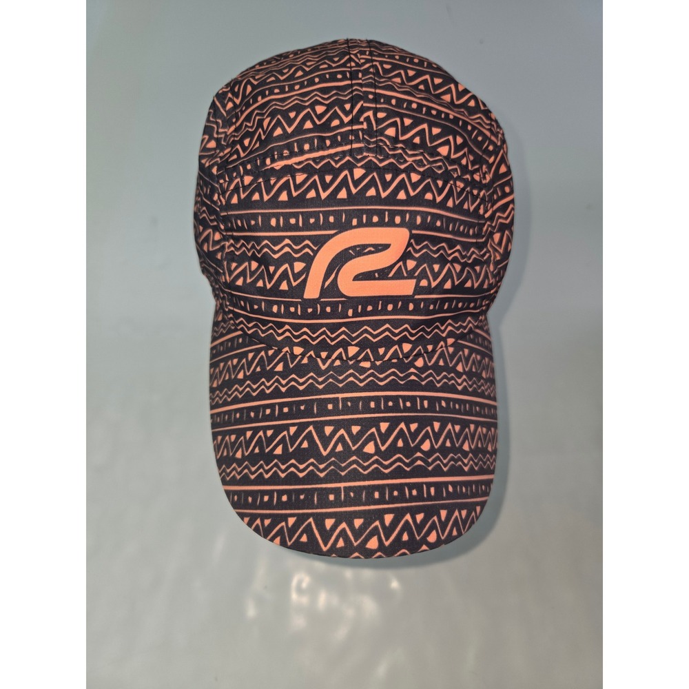 Headsweats Running Hat Coral Black Geometric Tribal Pattern Adjustable Buckle